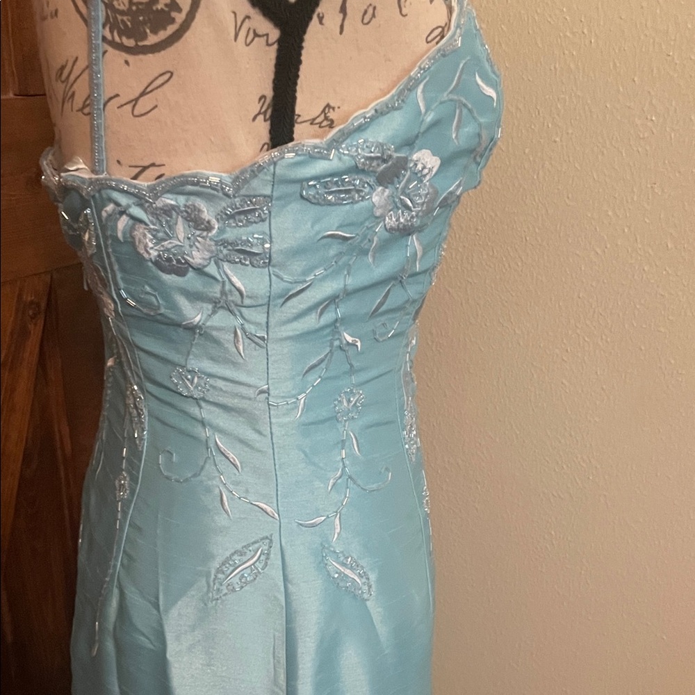 Tiffany Designs Light Blue Strapless Gown - Picture 15 of 16